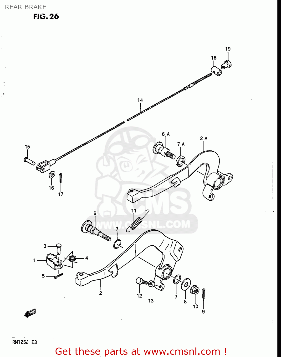 REAR BRAKE RM125 1986 (G) USA (E03)