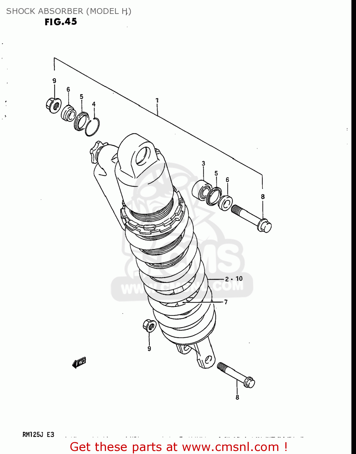 SHOCK ABSORBER (MODEL H) RM125 1986 (G) USA (E03)
