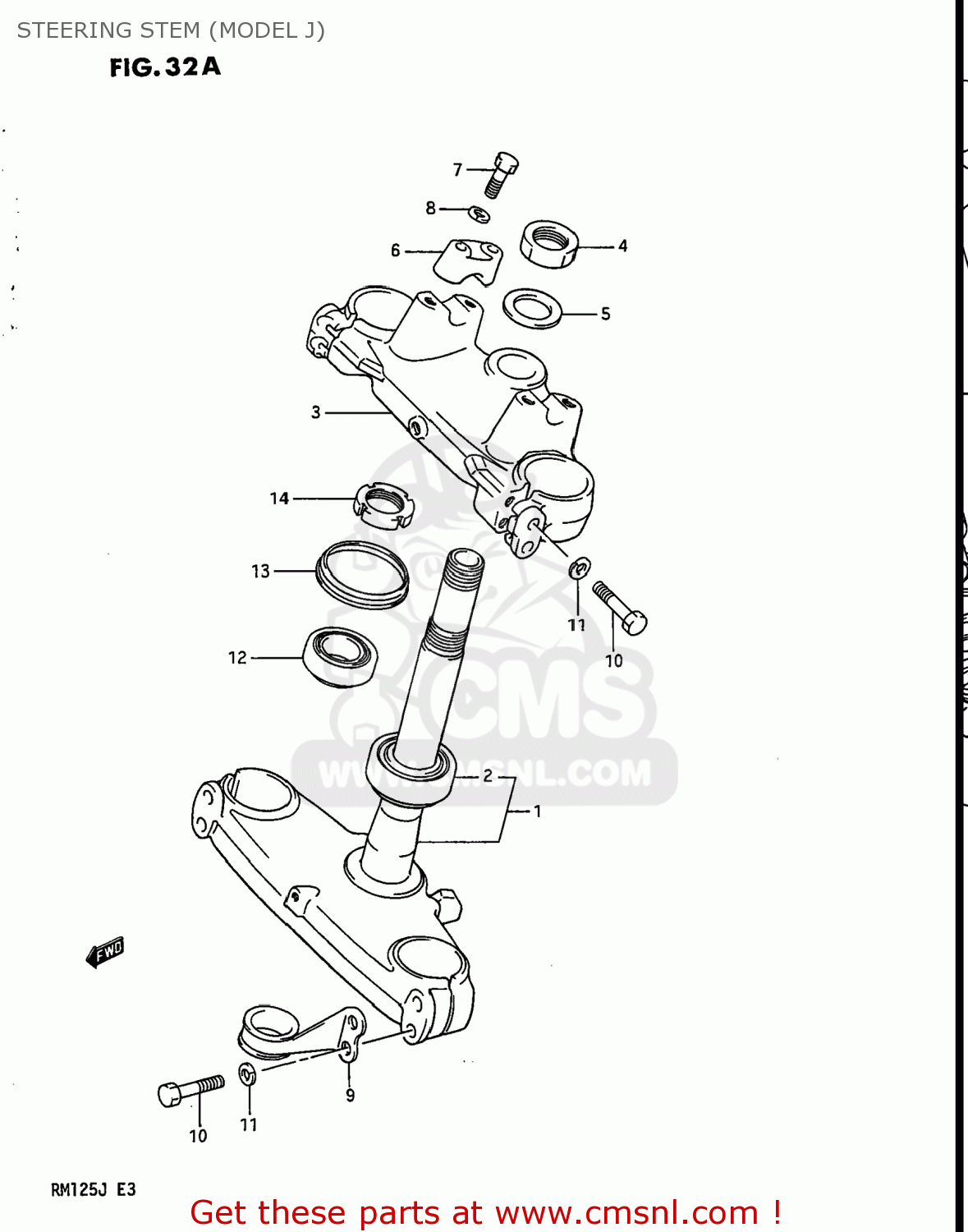STEERING STEM (MODEL J) RM125 1986 (G) USA (E03)