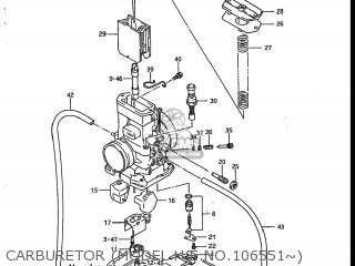 CARBURETOR (MODEL H E.NO.106551~) - RM125 1986 (G) USA (E03)