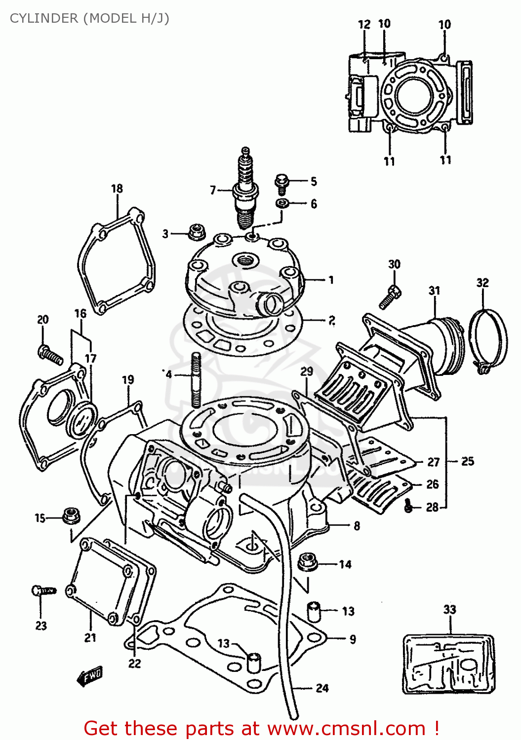 Suzuki Rm125 1987 (h) Cylinder (model H/j) - schematic partsfiche