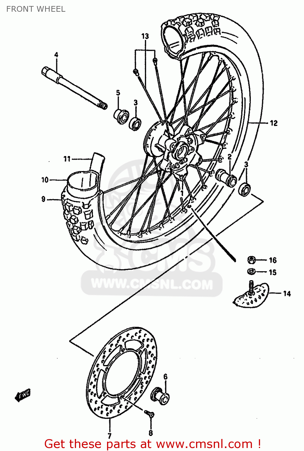 FRONT WHEEL RM125 1987 (H) (E01 E02 E04 E24)