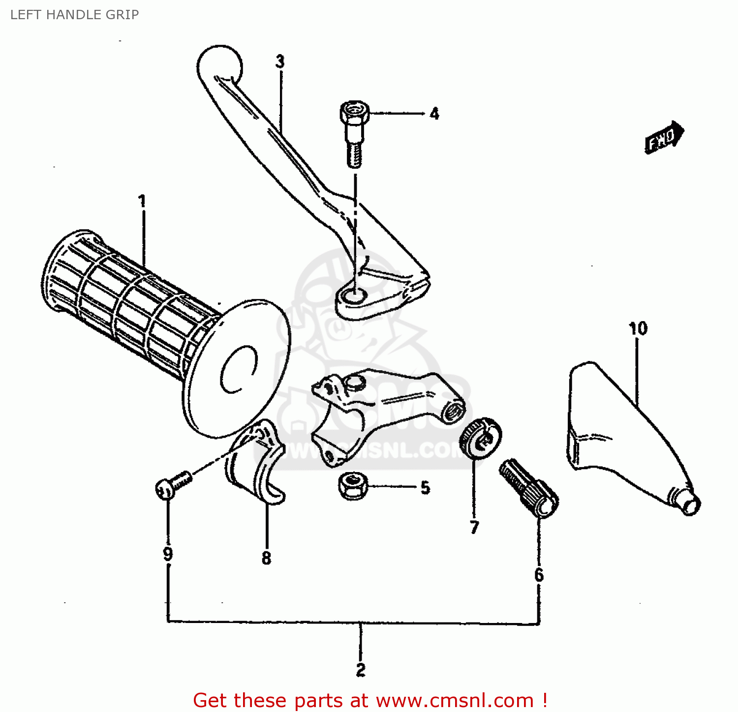 LEFT HANDLE GRIP RM125 1987 (H) (E01 E02 E04 E24)