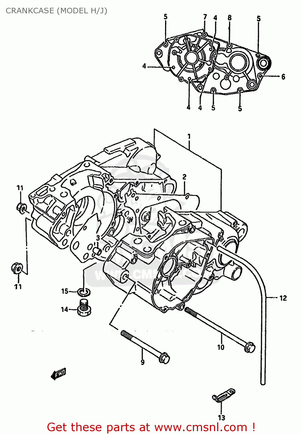 CRANKCASE (MODEL H/J) RM125 1987 (H) (E01 E02 E04 E24)