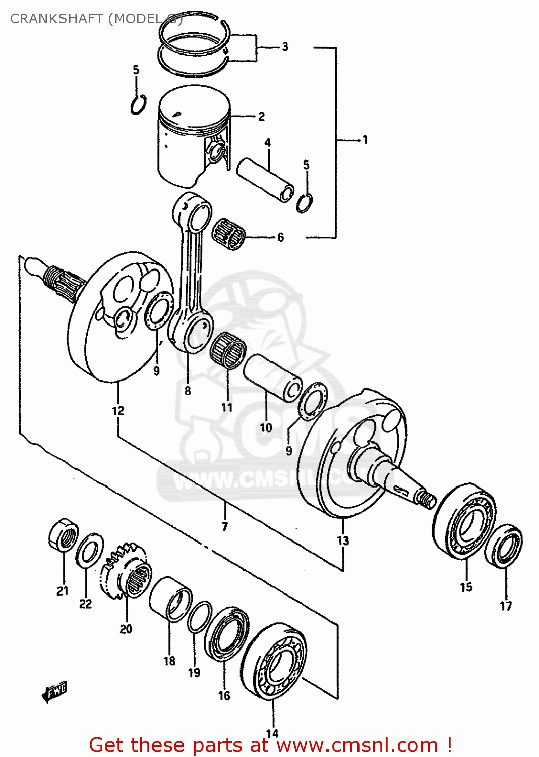 CRANKSHAFT (MODEL G) RM125 1987 (H) (E01 E02 E04 E24)