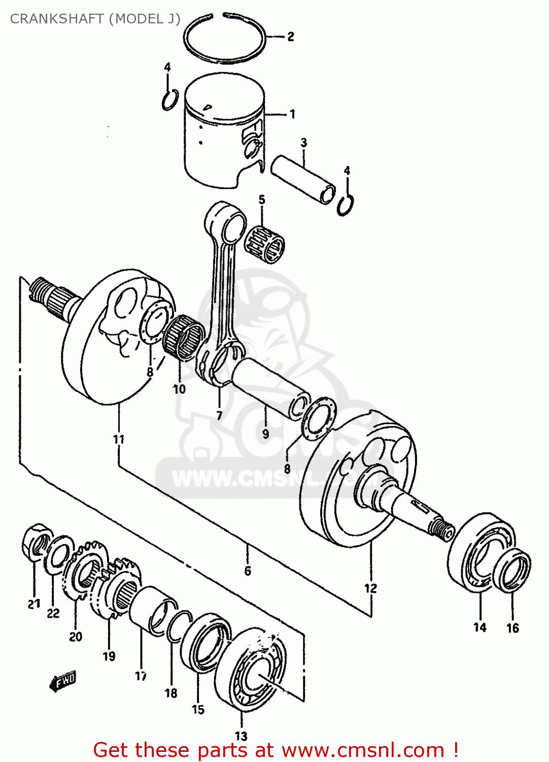 CRANKSHAFT (MODEL J) RM125 1987 (H) (E01 E02 E04 E24)