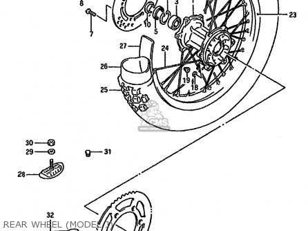 REAR WHEEL (MODEL J) - RM125 1987 (H) (E01 E02 E04 E24)