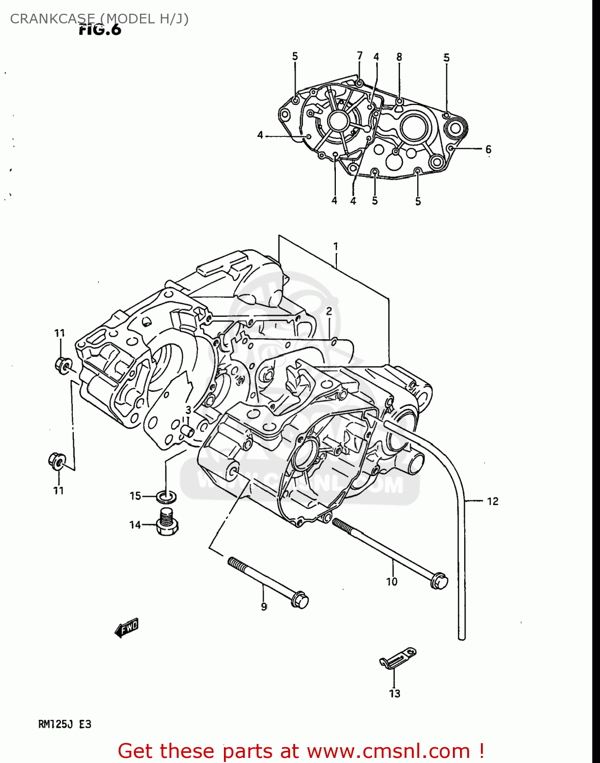 CRANKCASE (MODEL H/J) RM125 1987 (H) USA (E03)