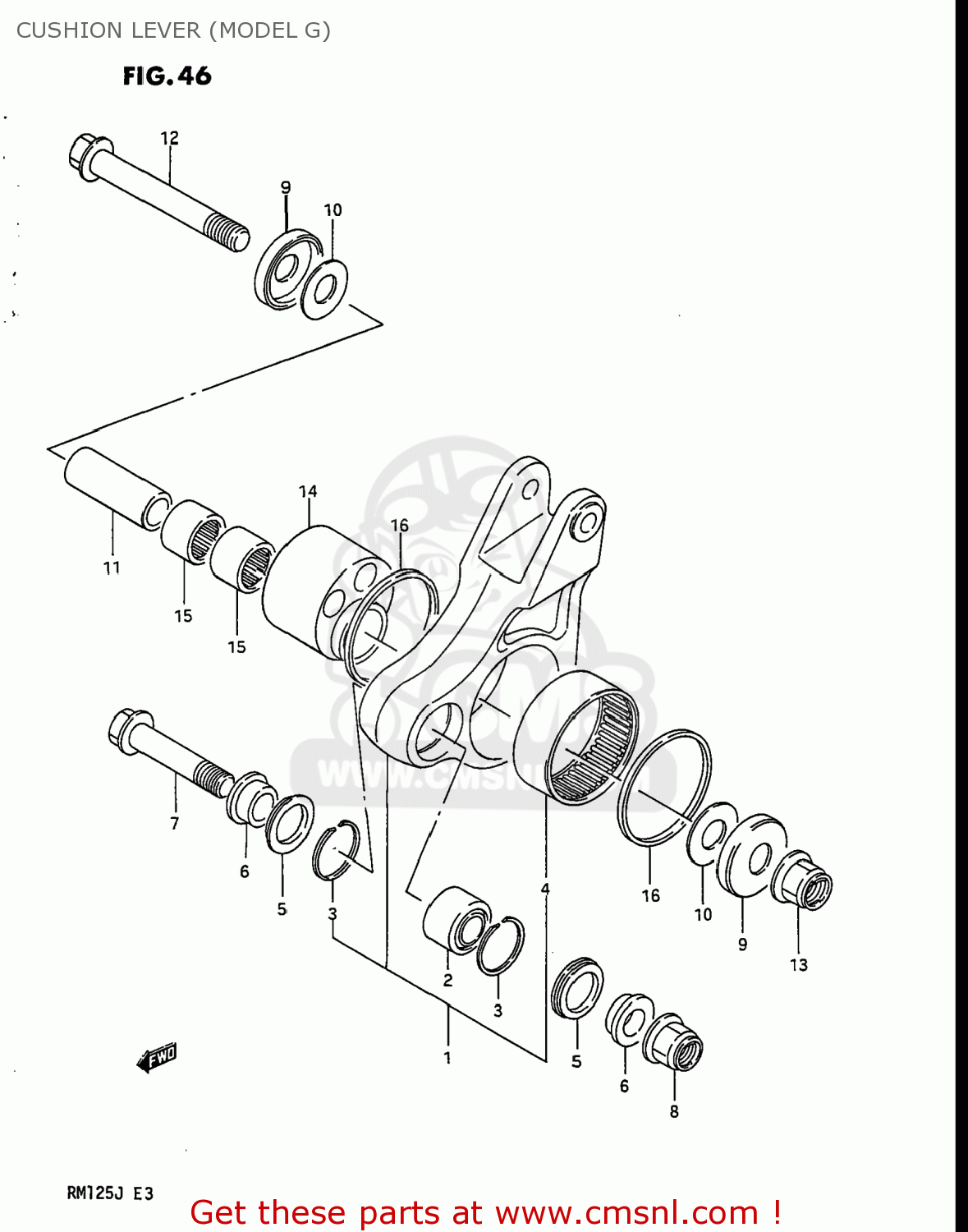 CUSHION LEVER (MODEL G) RM125 1987 (H) USA (E03)
