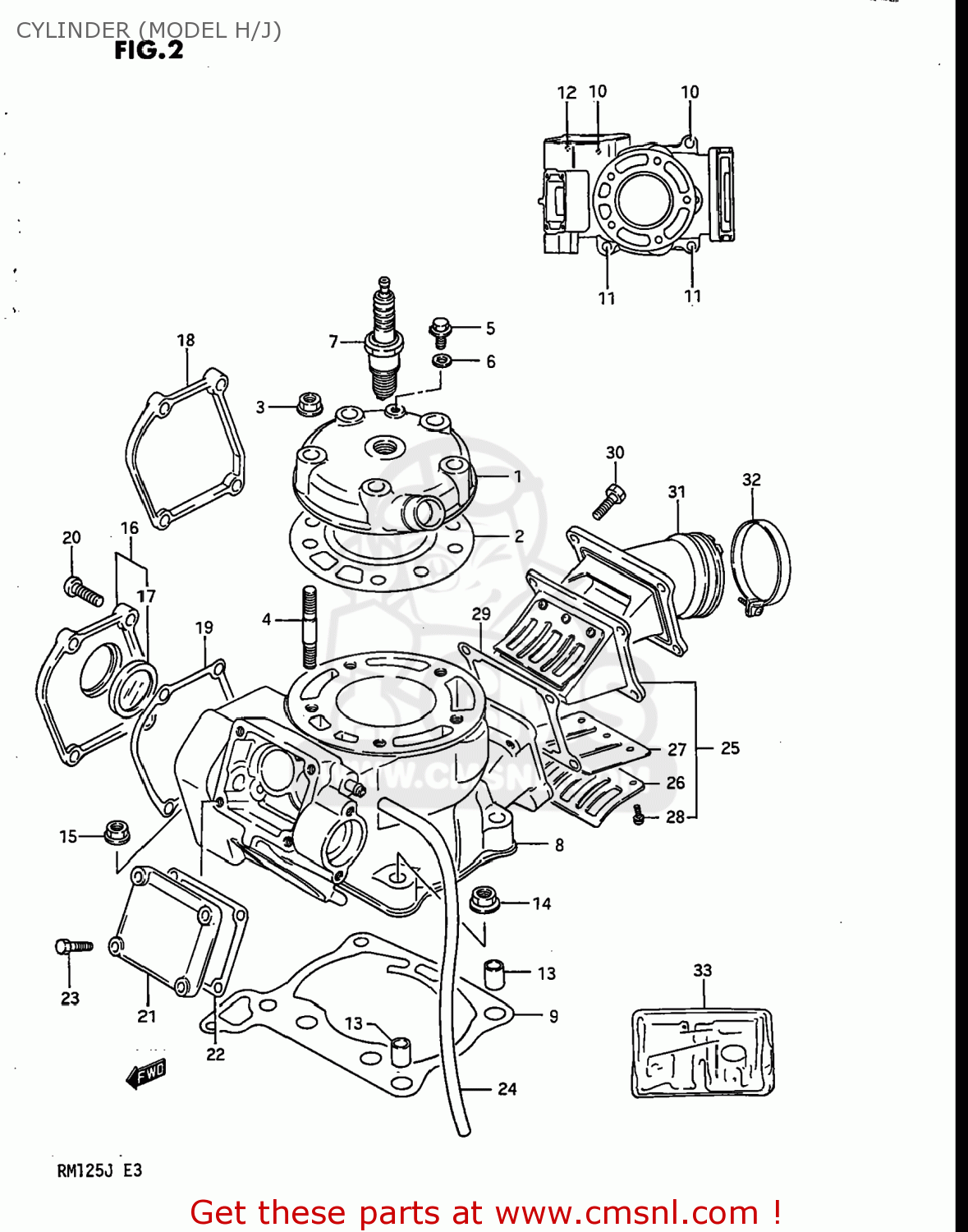 CYLINDER (MODEL H/J) RM125 1987 (H) USA (E03)