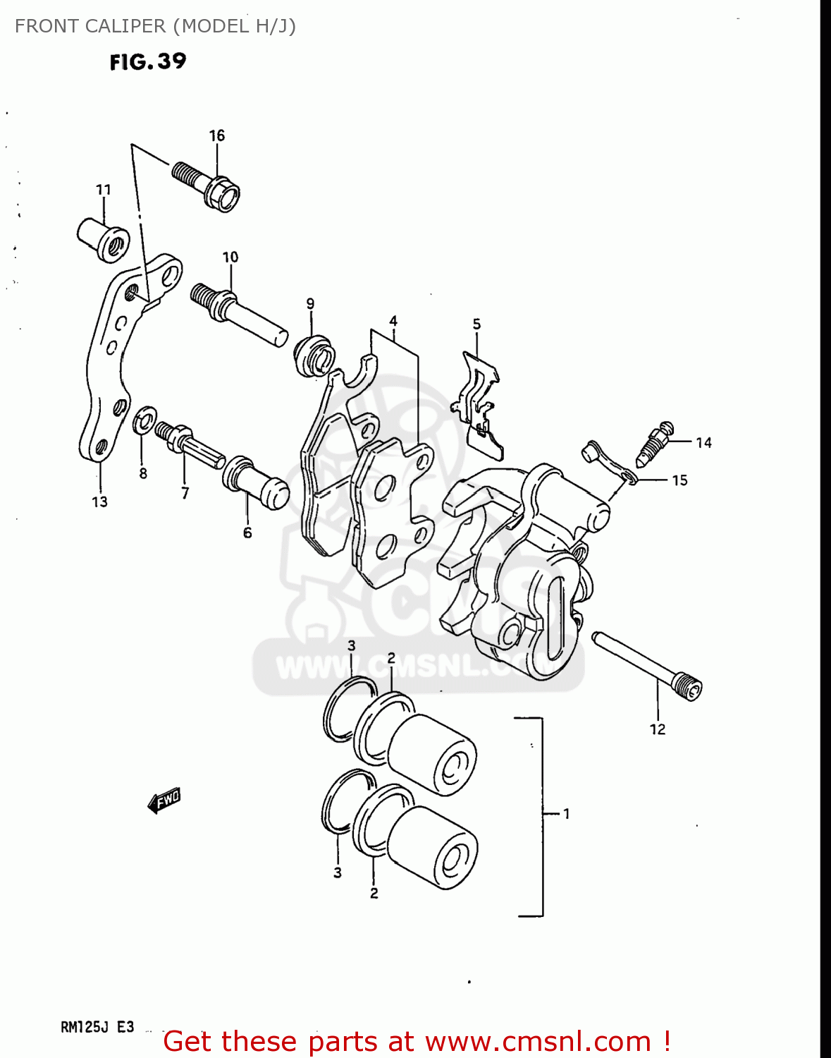 FRONT CALIPER (MODEL H/J) RM125 1987 (H) USA (E03)