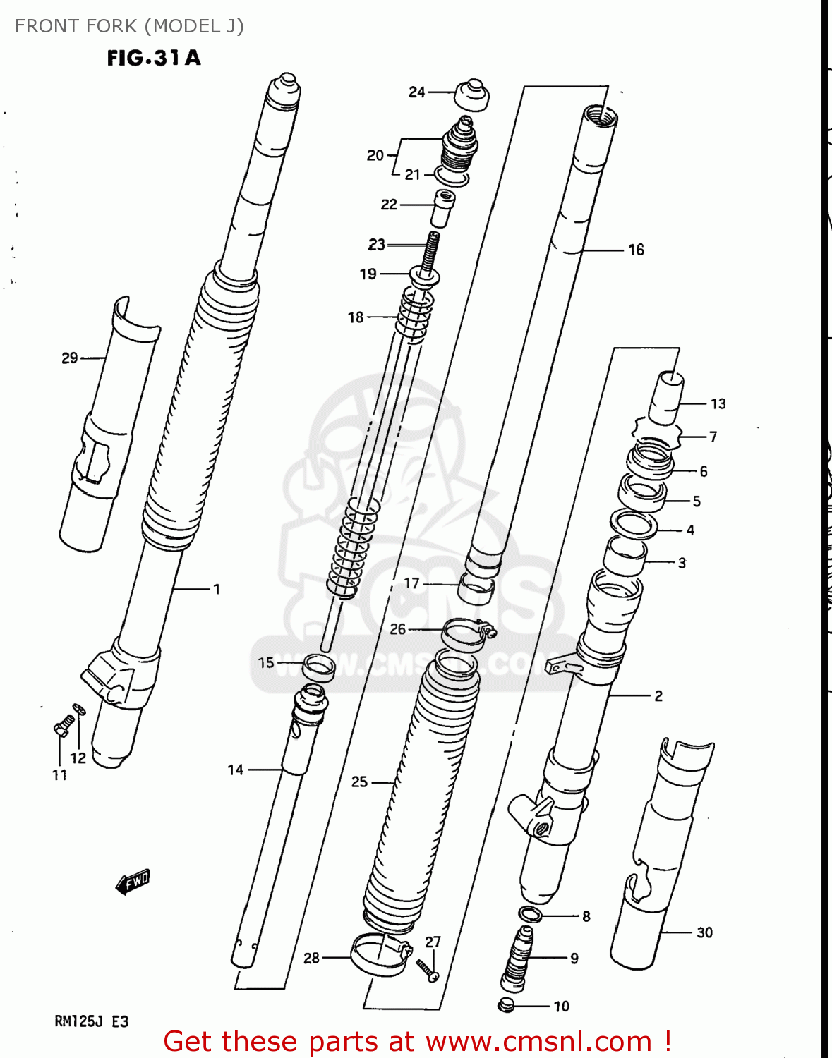 FRONT FORK (MODEL J) RM125 1987 (H) USA (E03)