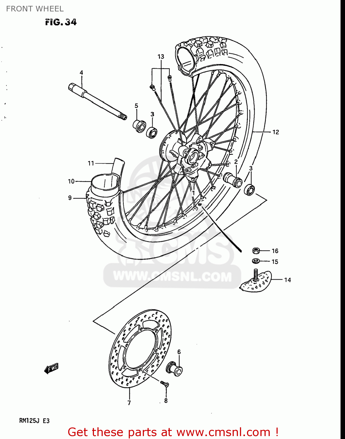 FRONT WHEEL RM125 1987 (H) USA (E03)