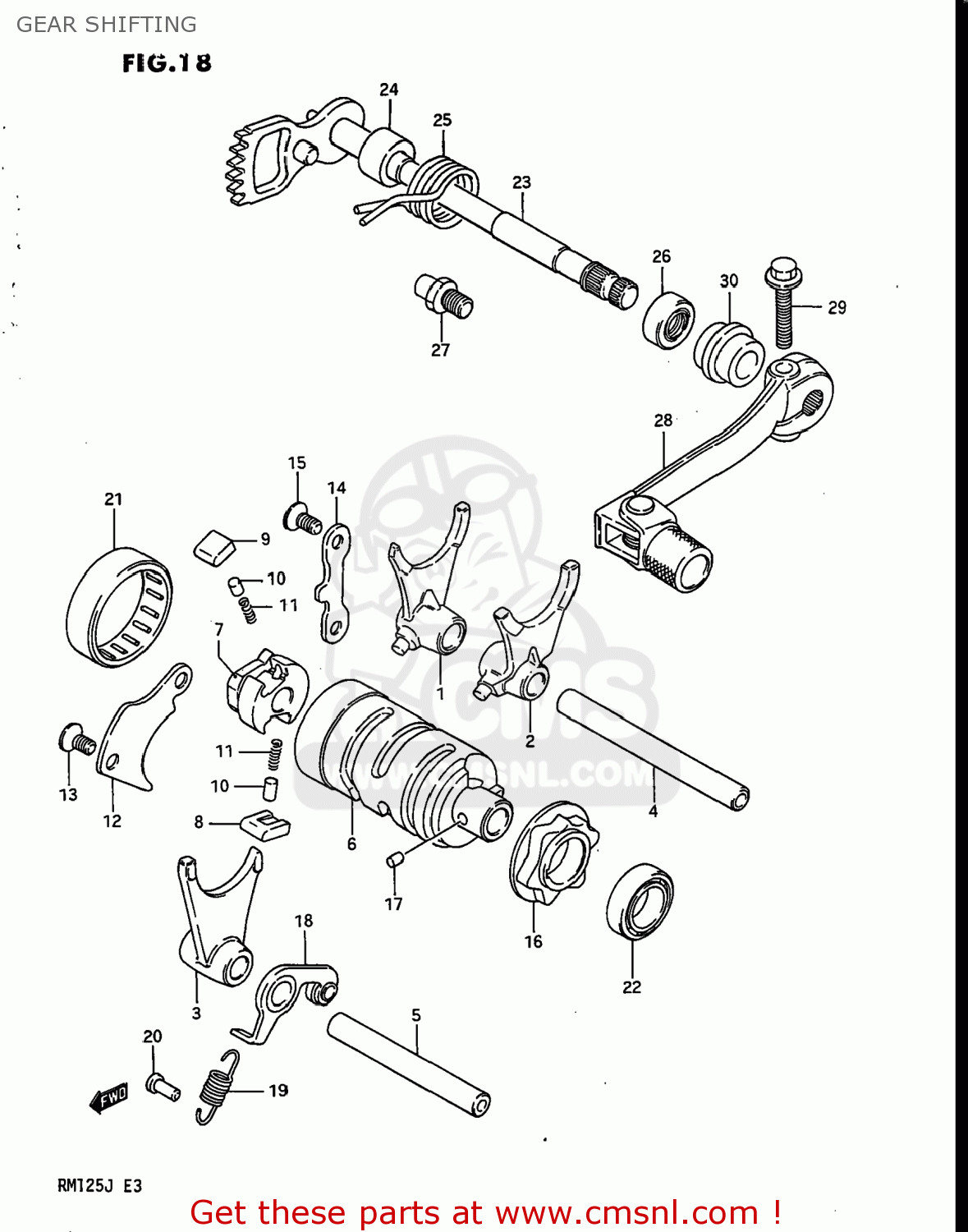 GEAR SHIFTING RM125 1987 (H) USA (E03)