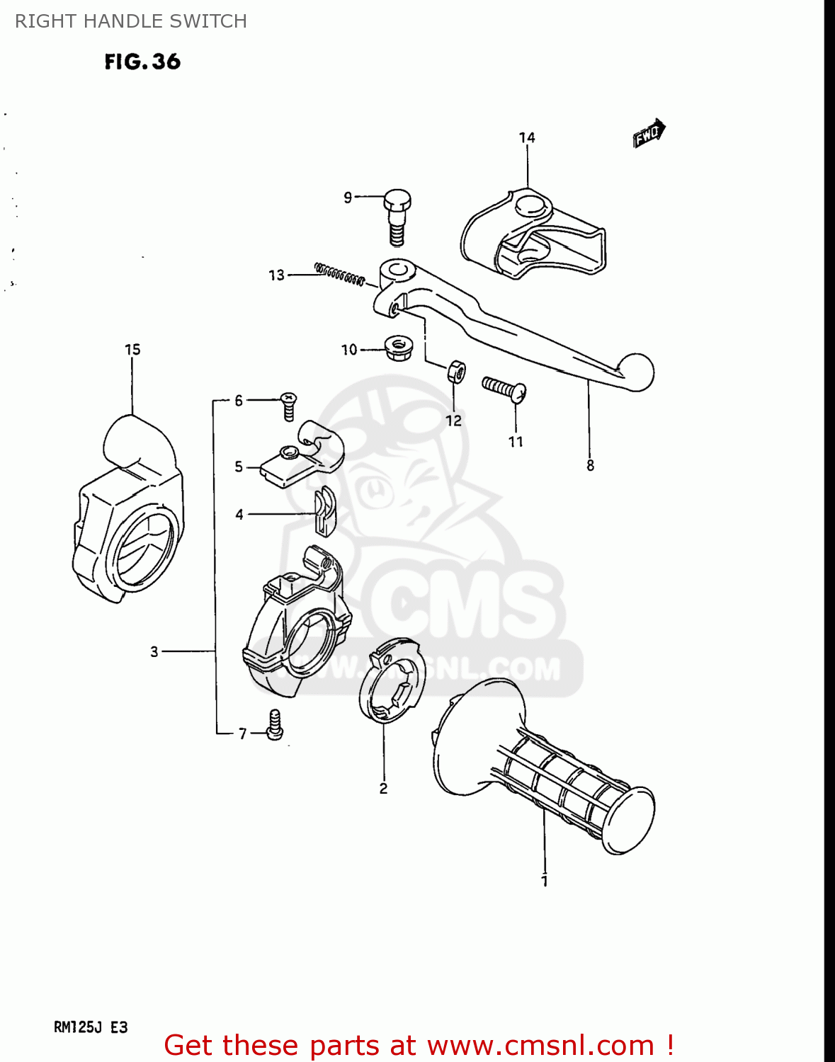 RIGHT HANDLE SWITCH RM125 1987 (H) USA (E03)
