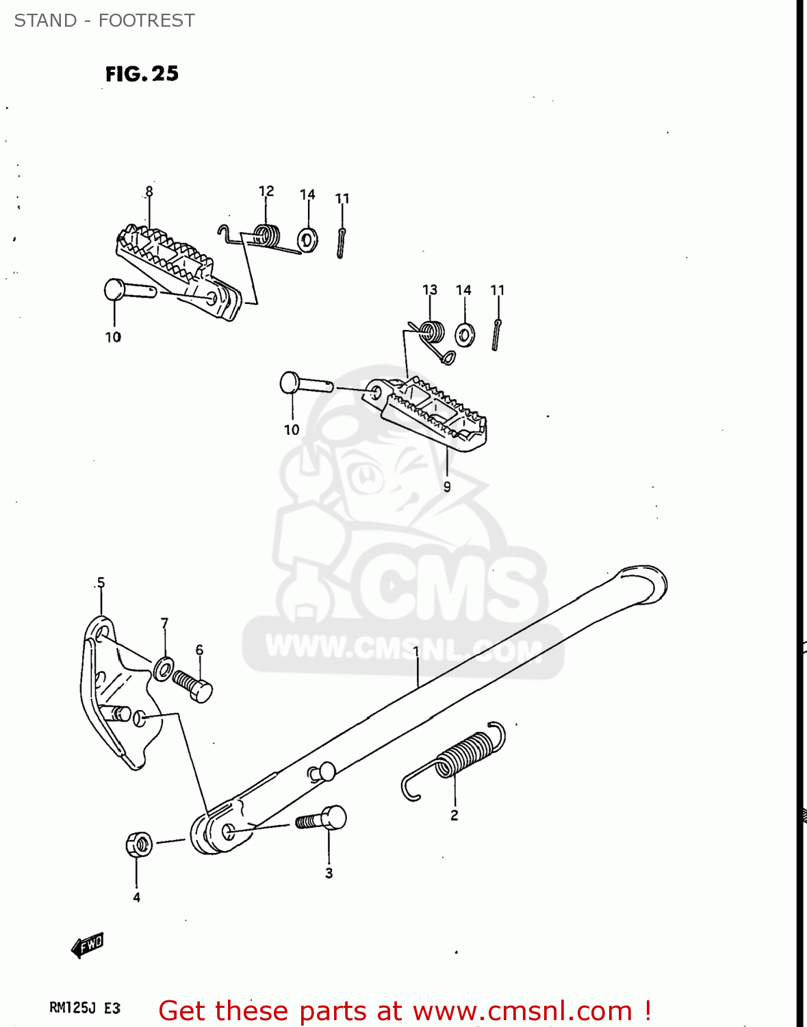 STAND - FOOTREST RM125 1987 (H) USA (E03)