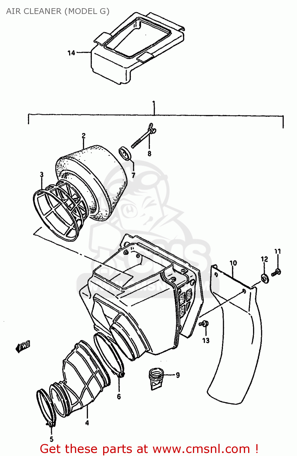 AIR CLEANER (MODEL G) RM125 1988 (J) UNITED KINGDOM FRANCE AUSTRALIA (02 E04 E24)