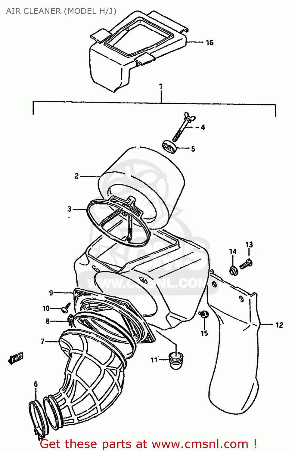 AIR CLEANER (MODEL H/J) RM125 1988 (J) UNITED KINGDOM FRANCE AUSTRALIA (02 E04 E24)