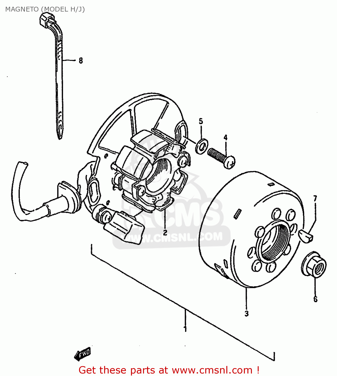 MAGNETO (MODEL H/J) RM125 1988 (J) UNITED KINGDOM FRANCE AUSTRALIA (02 E04 E24)