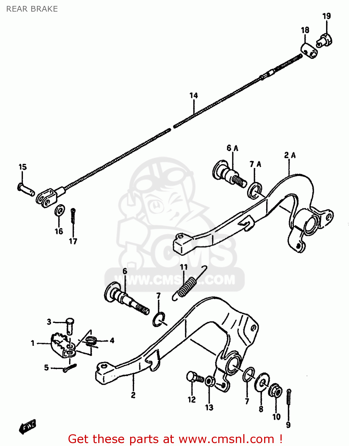 REAR BRAKE RM125 1988 (J) UNITED KINGDOM FRANCE AUSTRALIA (02 E04 E24)