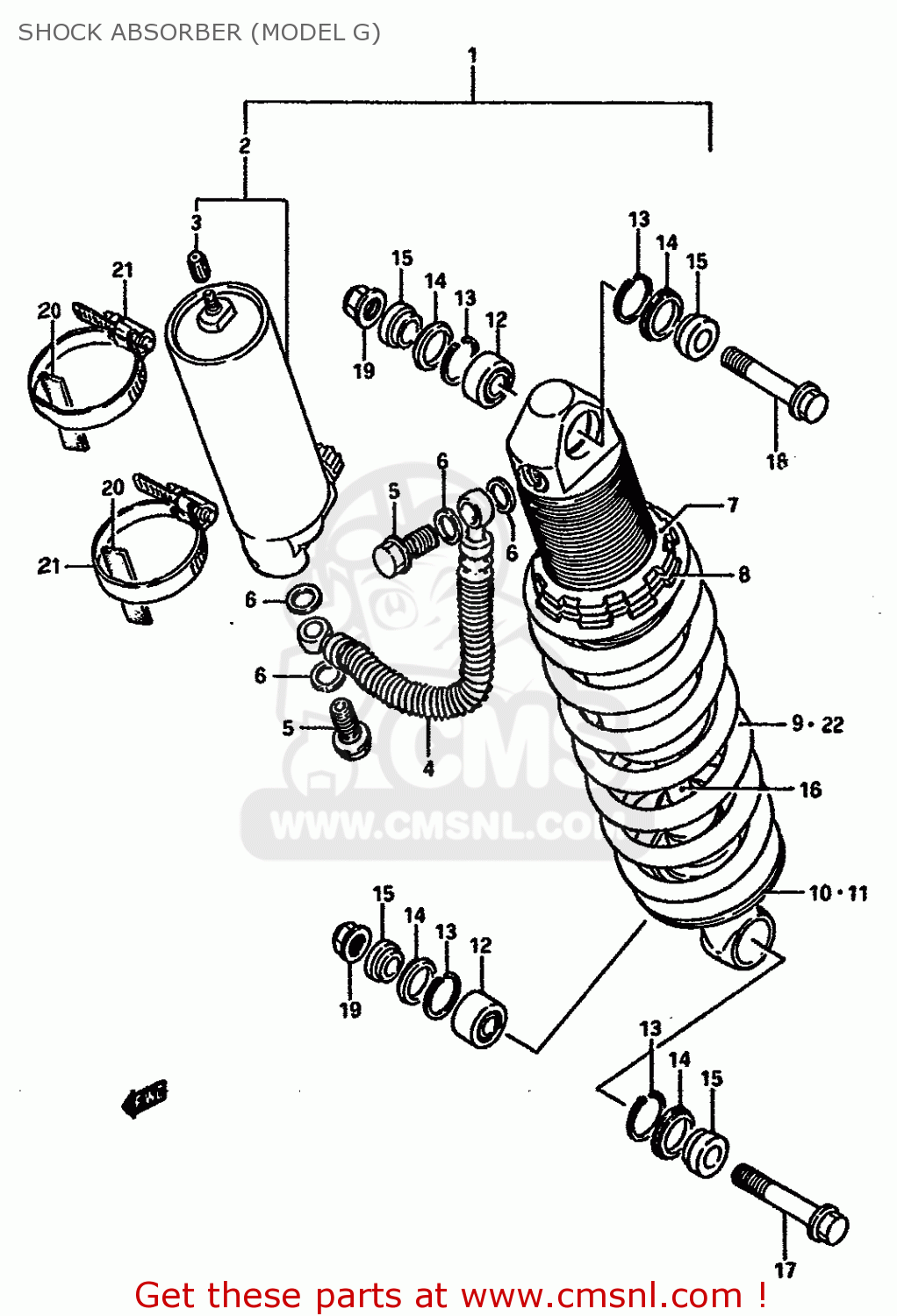 SHOCK ABSORBER (MODEL G) RM125 1988 (J) UNITED KINGDOM FRANCE AUSTRALIA (02 E04 E24)