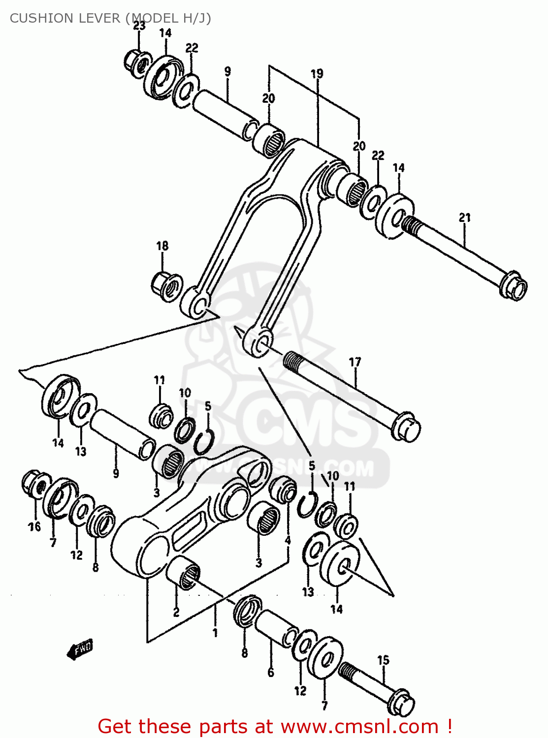 CUSHION LEVER (MODEL H/J) RM125 1988 (J) UNITED KINGDOM FRANCE AUSTRALIA (02 E04 E24)