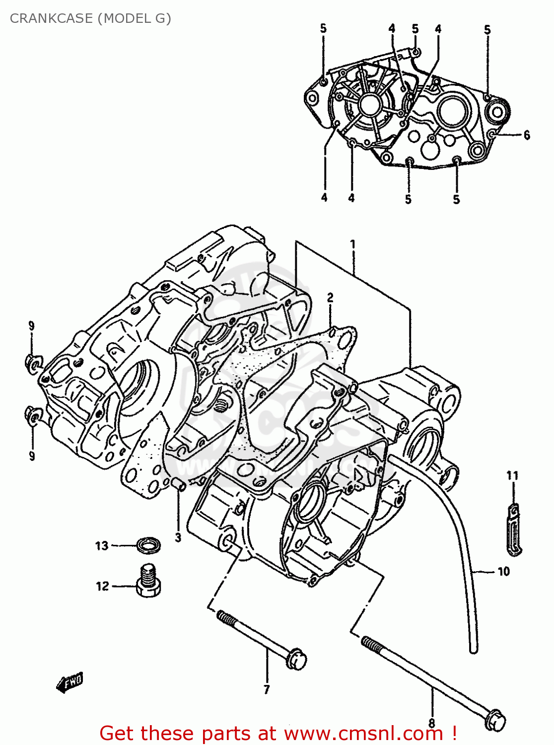 CRANKCASE (MODEL G) RM125 1988 (J) UNITED KINGDOM FRANCE AUSTRALIA (02 E04 E24)