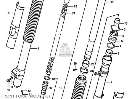 FRONT FORK (MODEL G) - RM125 1988 (J) UNITED KINGDOM FRANCE AUSTRALIA (02 E04 E24)