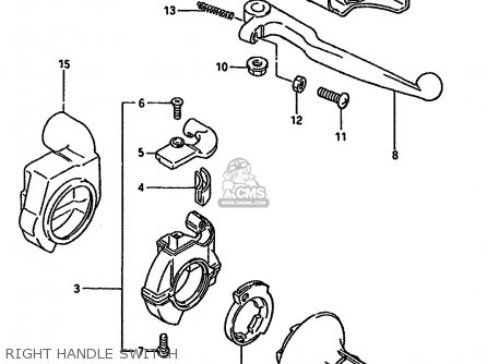 RIGHT HANDLE SWITCH - RM125 1988 (J) UNITED KINGDOM FRANCE AUSTRALIA (02 E04 E24)