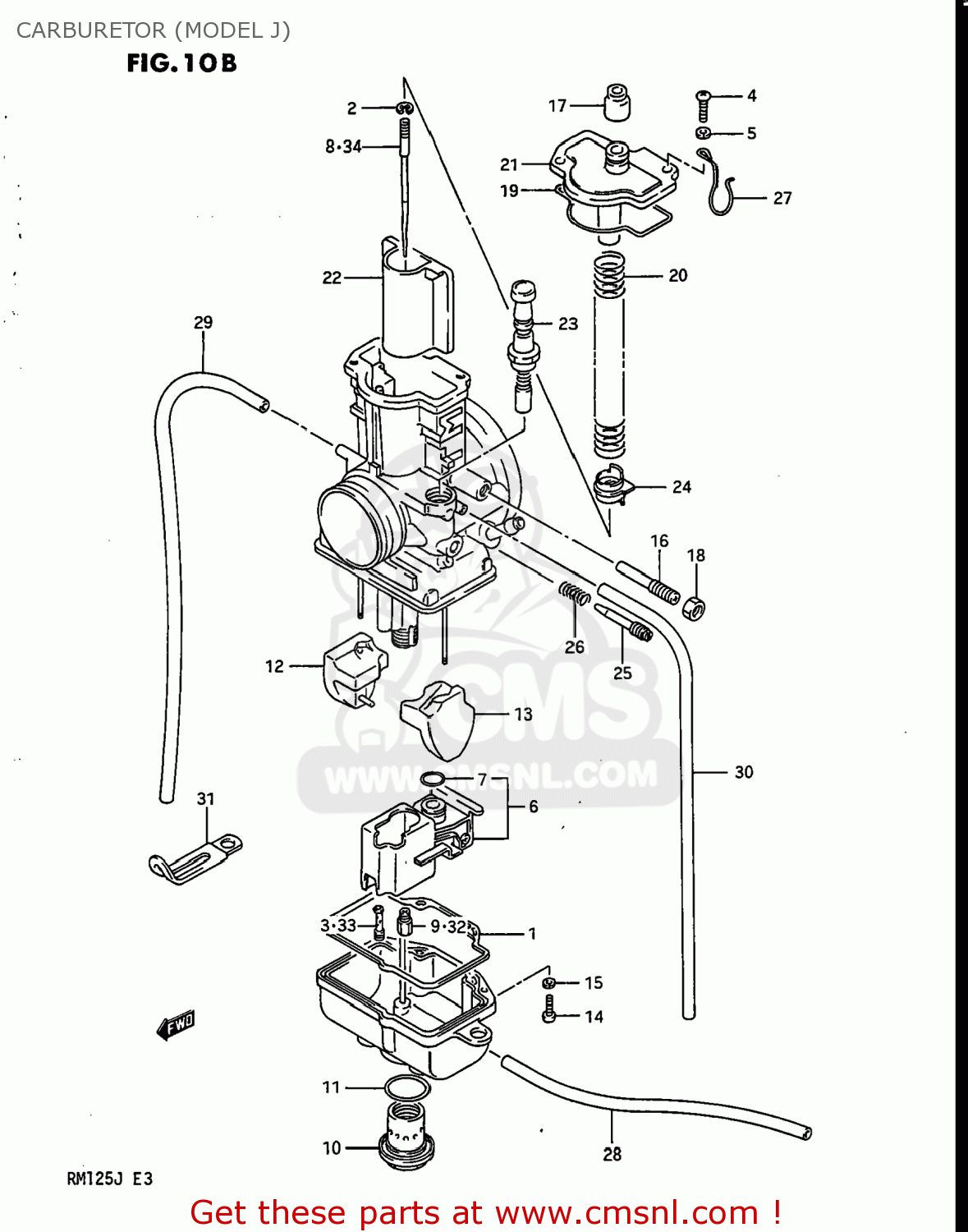 CARBURETOR (MODEL J) RM125 1988 (J) USA (E03)