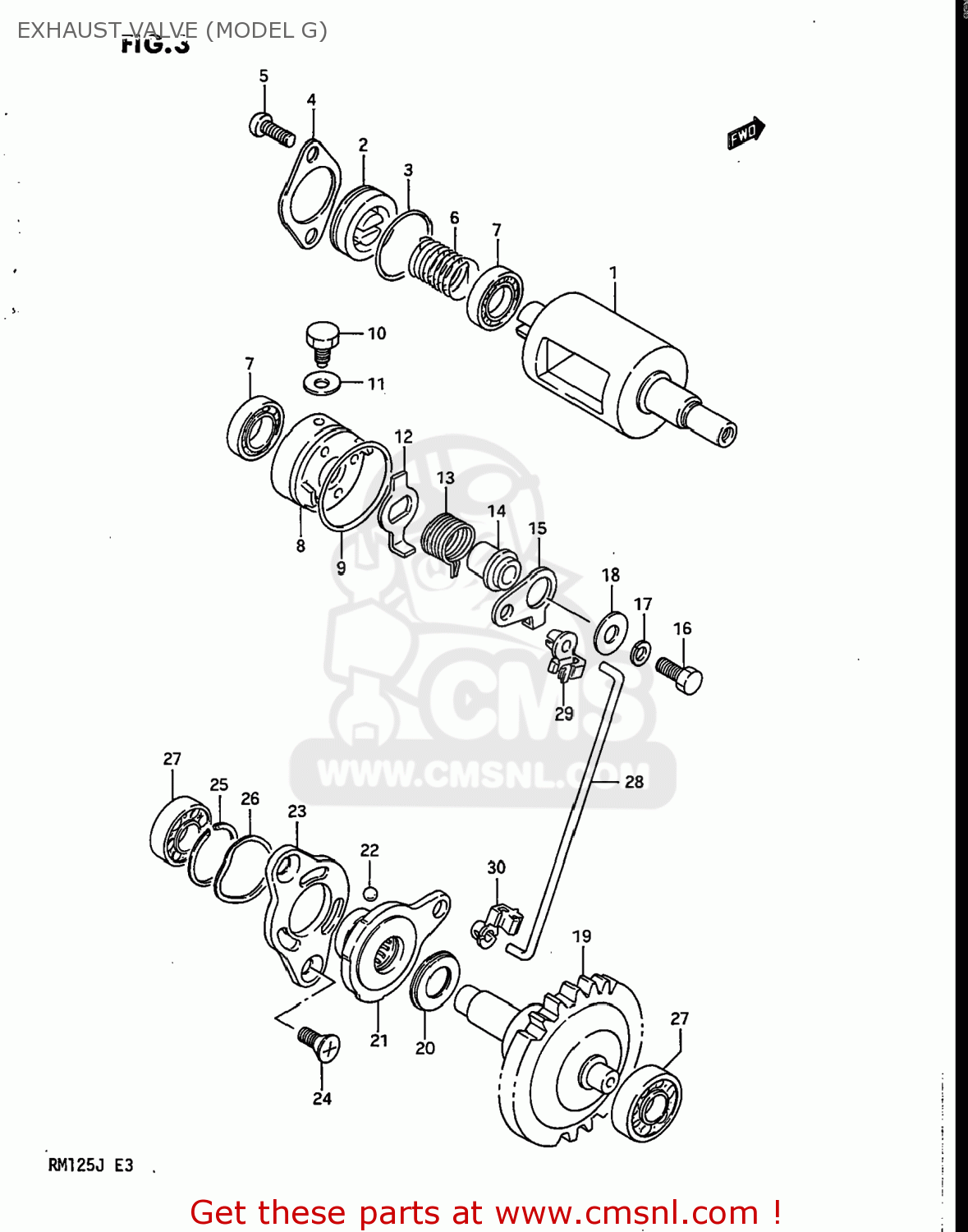 EXHAUST VALVE (MODEL G) RM125 1988 (J) USA (E03)