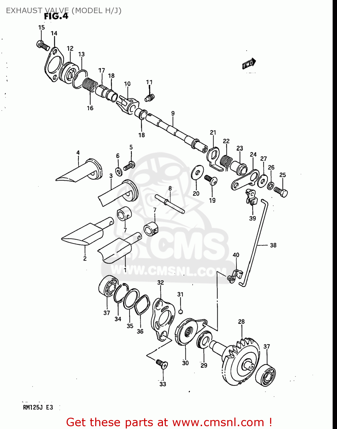 EXHAUST VALVE (MODEL H/J) RM125 1988 (J) USA (E03)