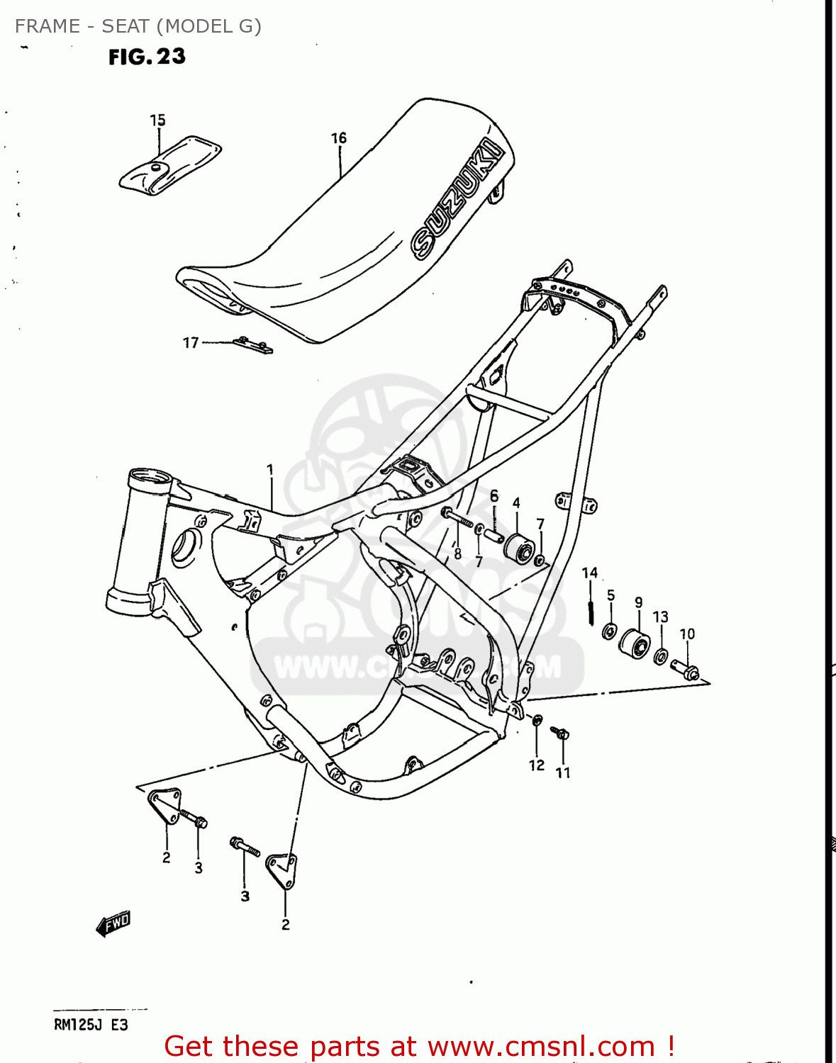 FRAME - SEAT (MODEL G) RM125 1988 (J) USA (E03)