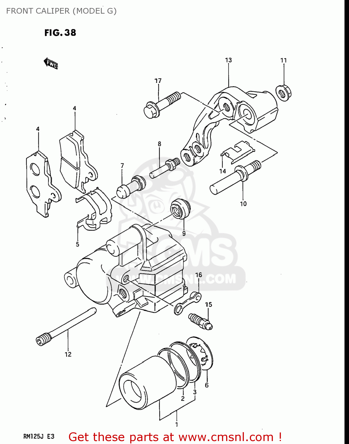 FRONT CALIPER (MODEL G) RM125 1988 (J) USA (E03)