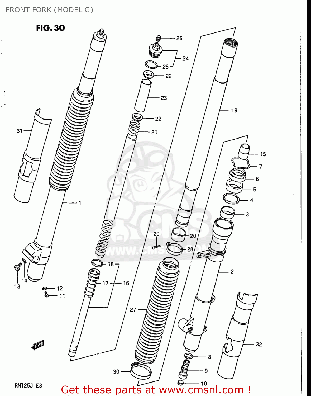 FRONT FORK (MODEL G) RM125 1988 (J) USA (E03)
