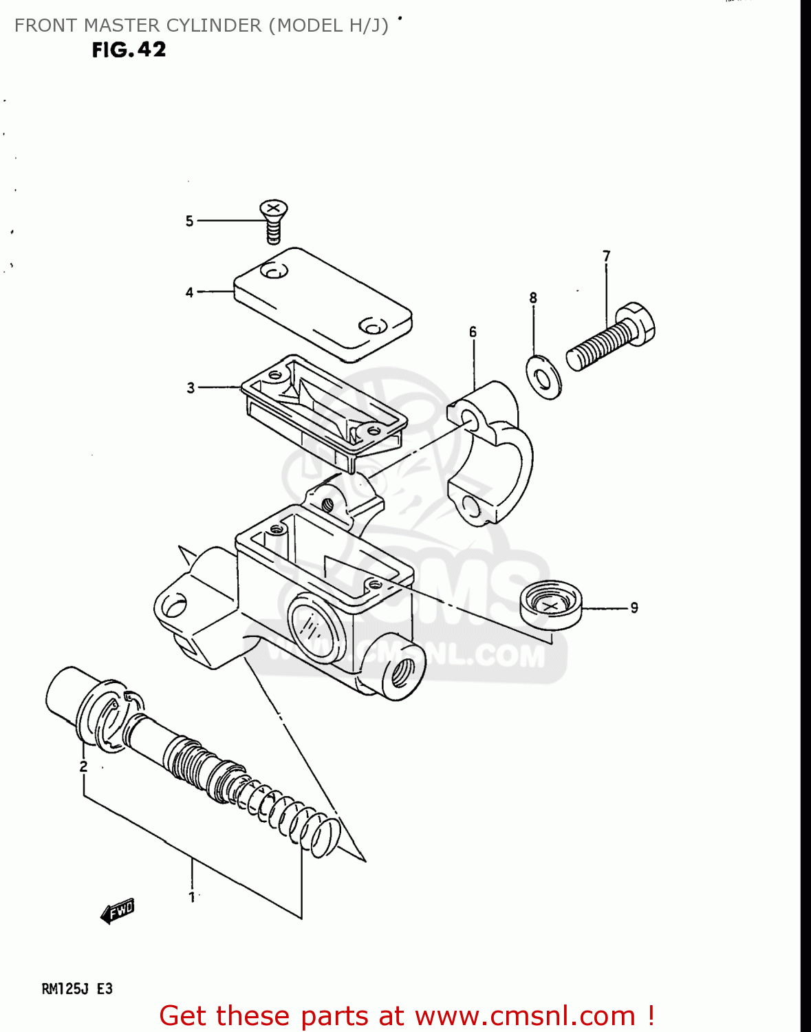 FRONT MASTER CYLINDER (MODEL H/J) RM125 1988 (J) USA (E03)