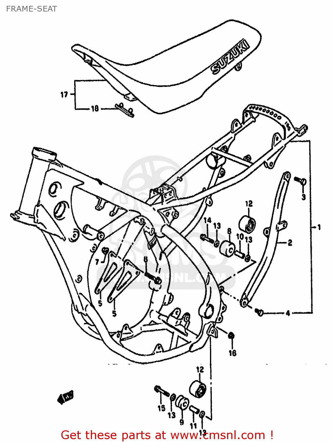 FRAME-SEAT RM125 1989 (K) UNITED KINGDOM FRANCE AUSTRALIA (E02 E04 E24)
