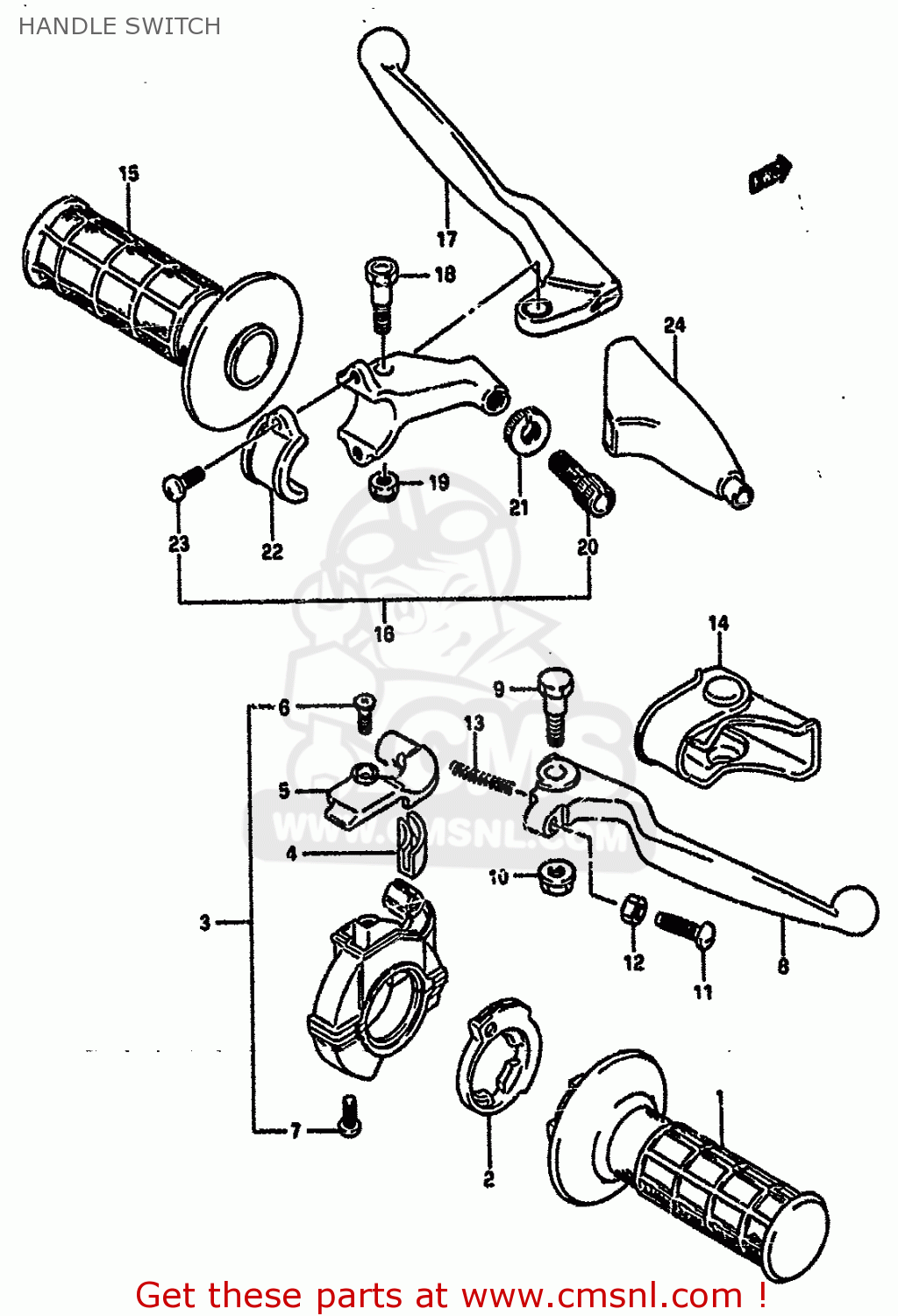 HANDLE SWITCH RM125 1989 (K) UNITED KINGDOM FRANCE AUSTRALIA (E02 E04 E24)