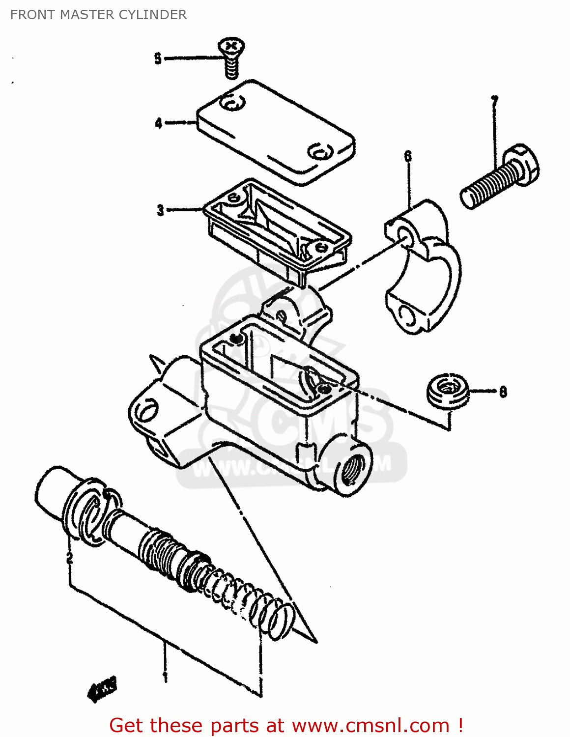 FRONT MASTER CYLINDER RM125 1989 (K) UNITED KINGDOM FRANCE AUSTRALIA (E02 E04 E24)