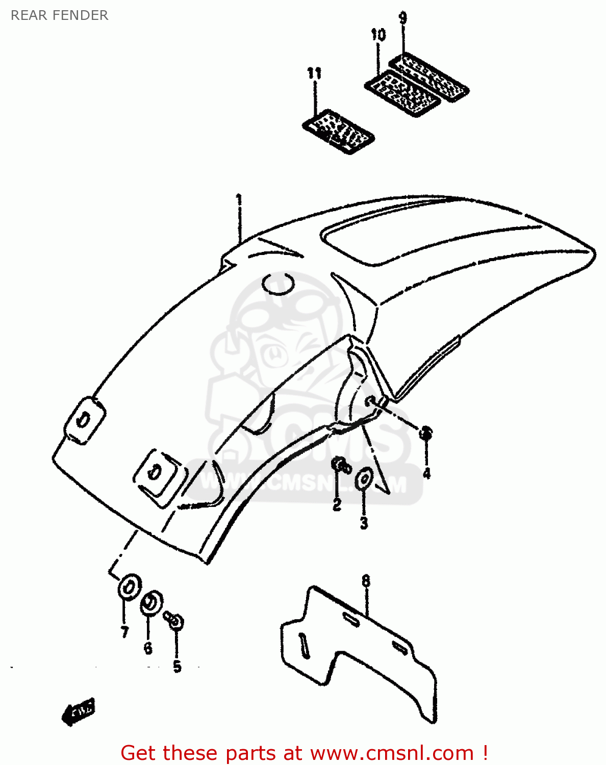 REAR FENDER RM125 1989 (K) UNITED KINGDOM FRANCE AUSTRALIA (E02 E04 E24)