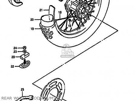 REAR WHEEL (MODEL L/M) - RM125 1989 (K) UNITED KINGDOM FRANCE AUSTRALIA (E02 E04 E24)