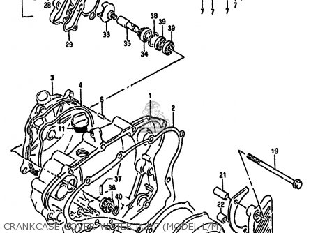 CRANKCASE COVER-WATER PUMP (MODEL L/M) - RM125 1989 (K) UNITED KINGDOM FRANCE AUSTRALIA (E02 E04 E24)