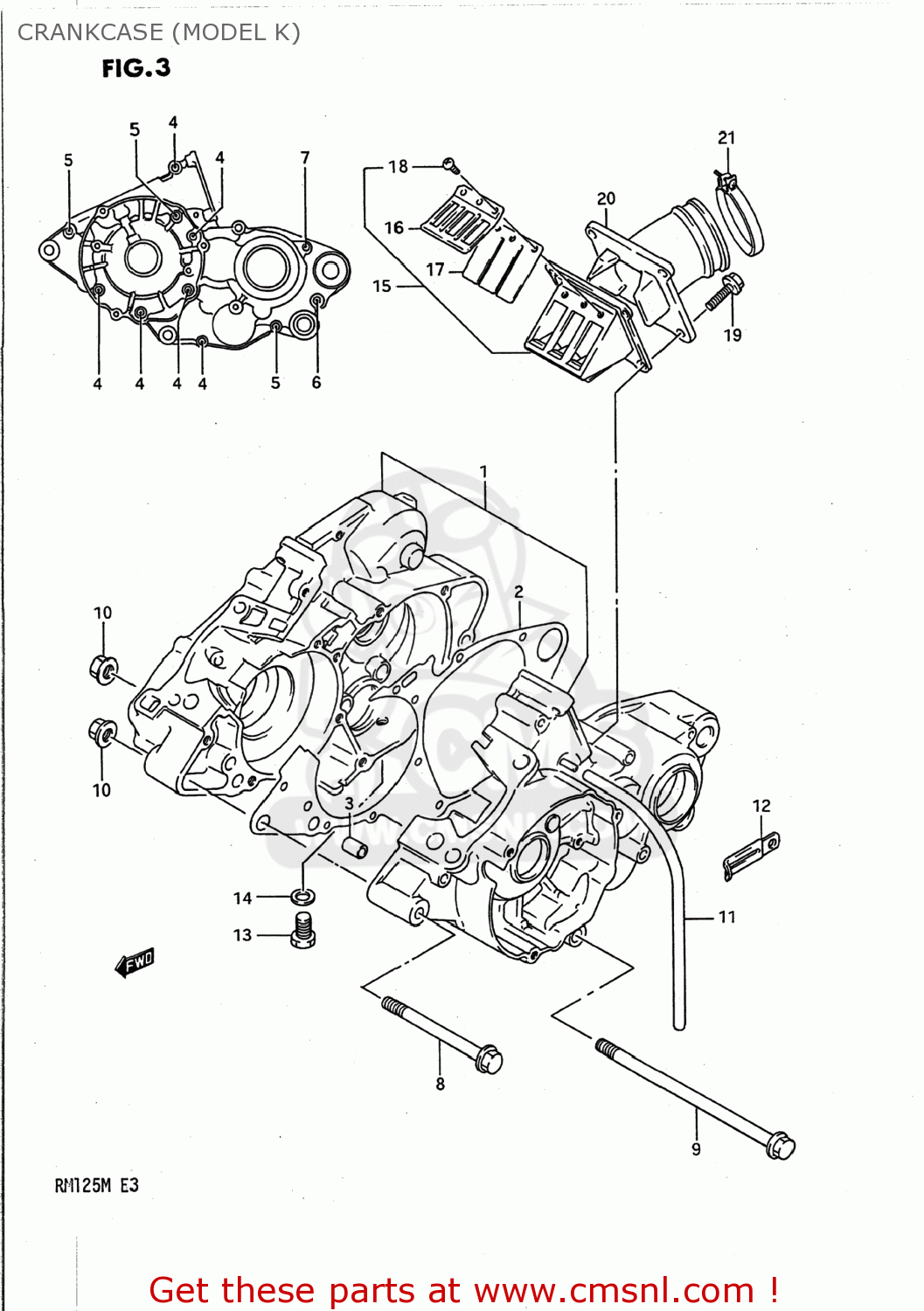 CRANKCASE (MODEL K) RM125 1989 (K) USA (E03)