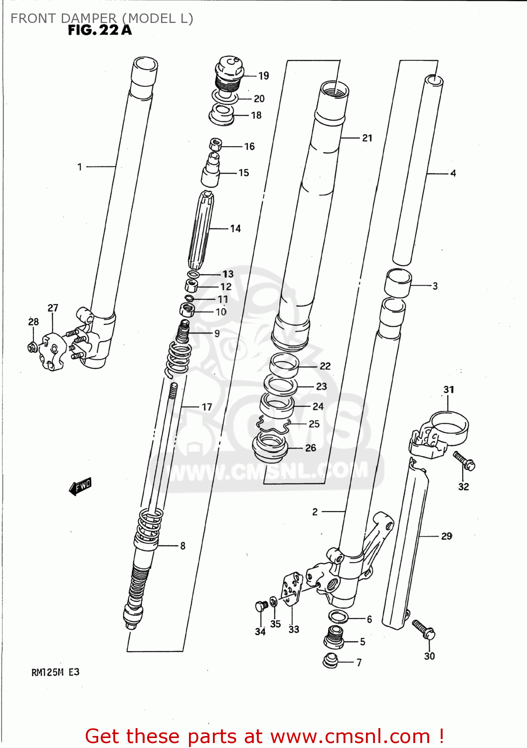 FRONT DAMPER (MODEL L) RM125 1989 (K) USA (E03)