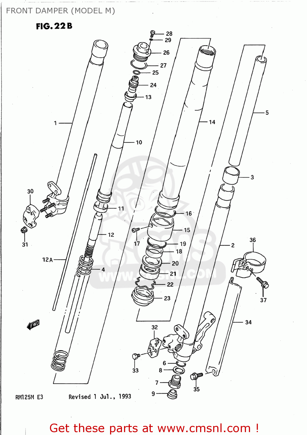 FRONT DAMPER (MODEL M) RM125 1989 (K) USA (E03)