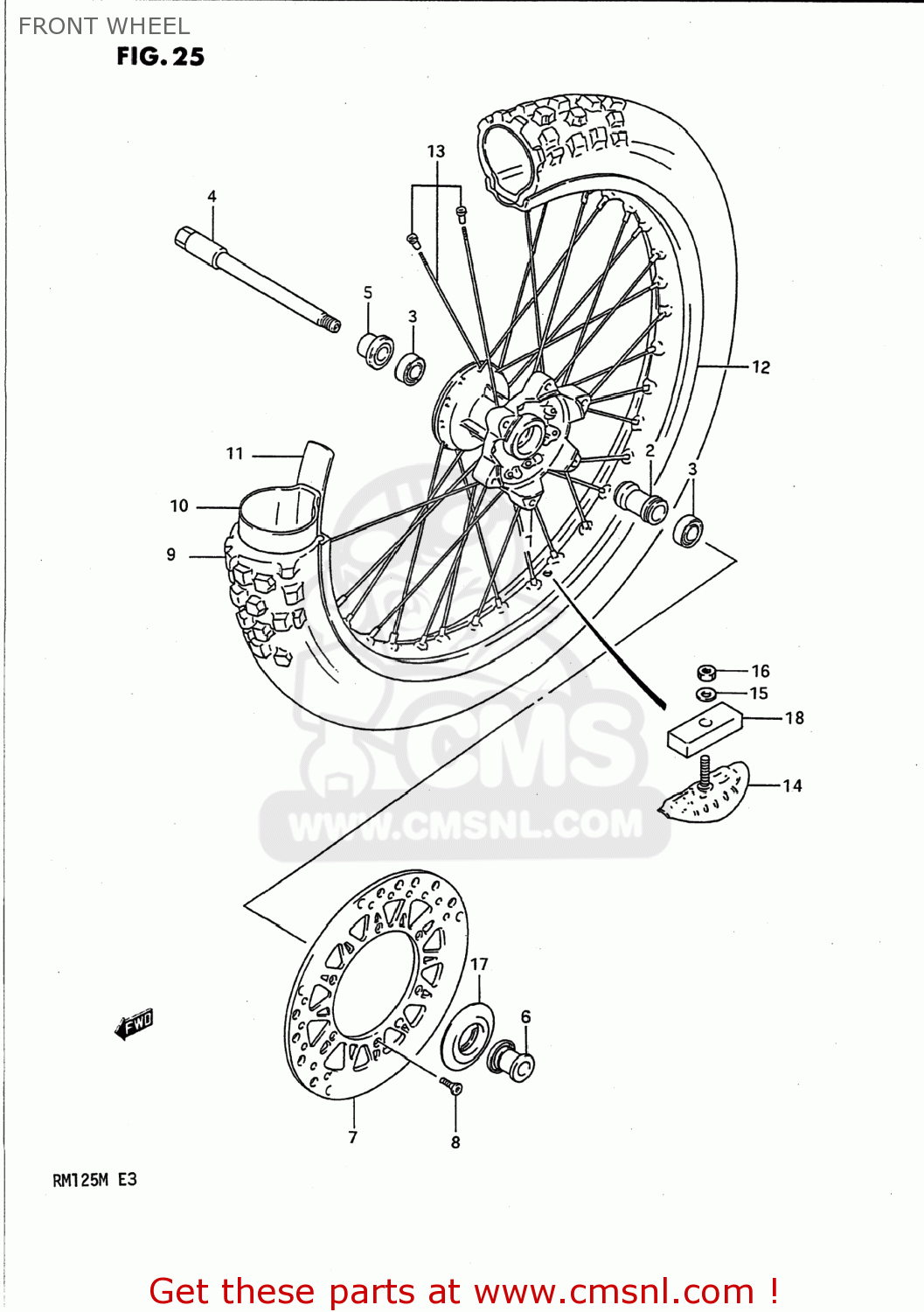 FRONT WHEEL RM125 1989 (K) USA (E03)
