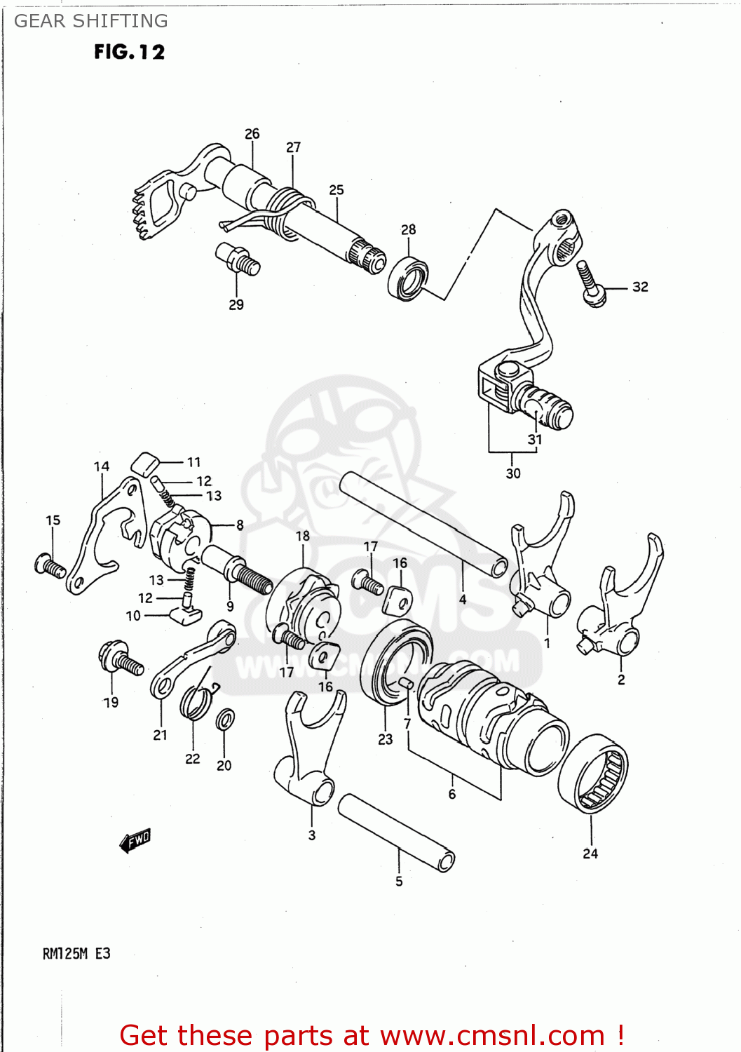 GEAR SHIFTING RM125 1989 (K) USA (E03)