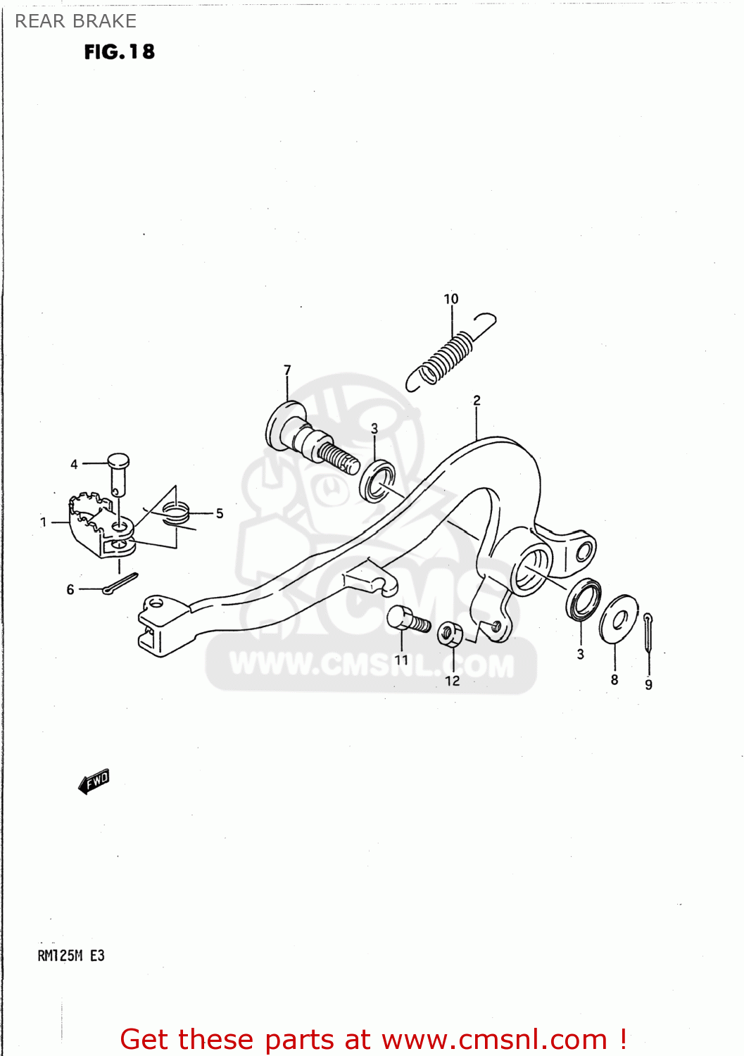 REAR BRAKE RM125 1989 (K) USA (E03)