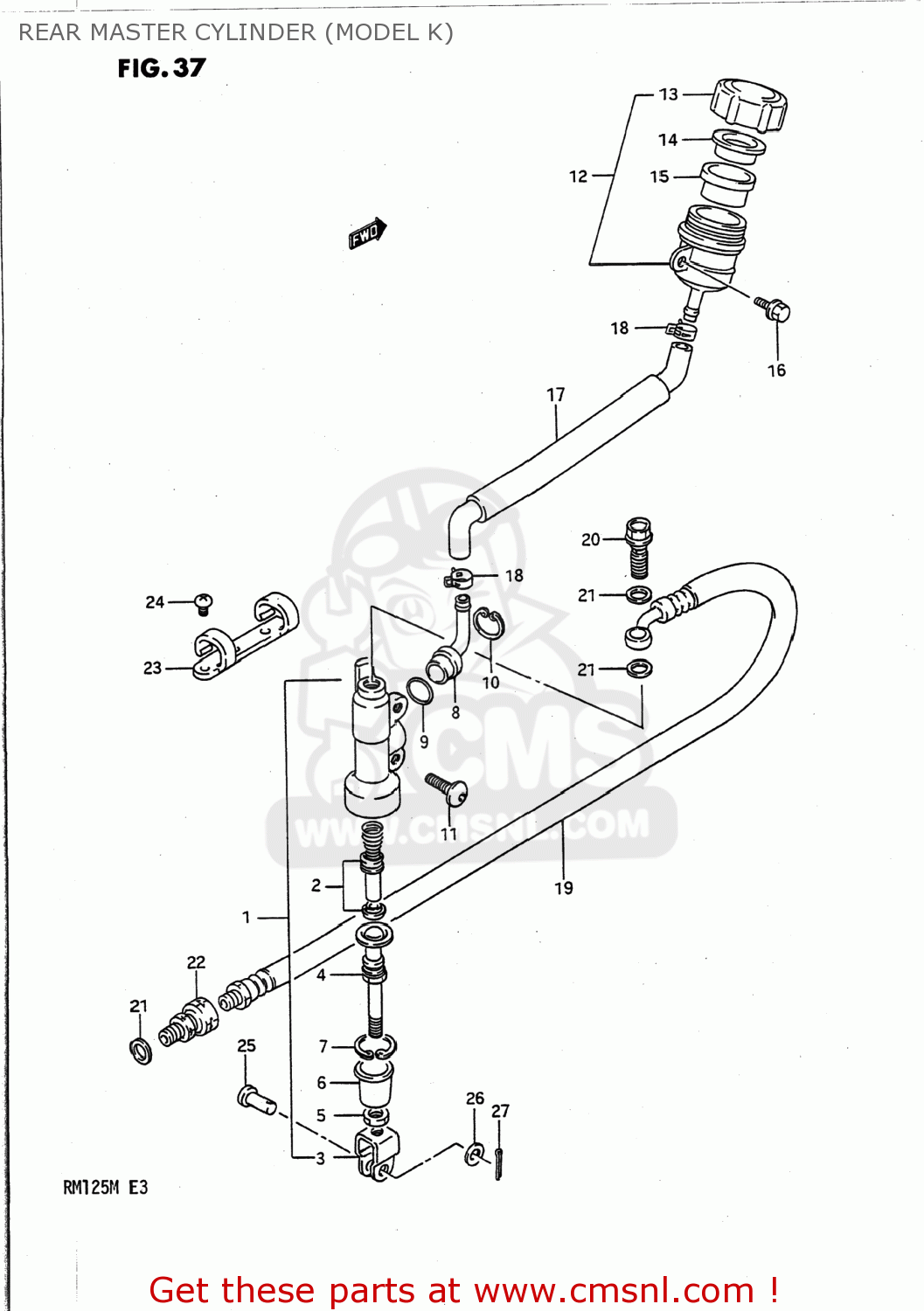 REAR MASTER CYLINDER (MODEL K) RM125 1989 (K) USA (E03)