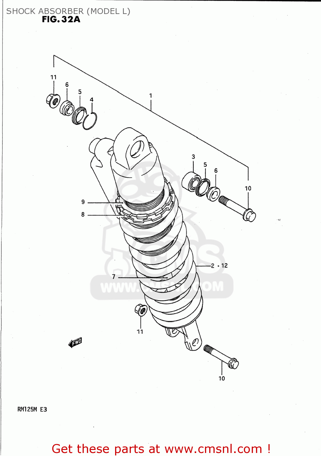 SHOCK ABSORBER (MODEL L) RM125 1989 (K) USA (E03)